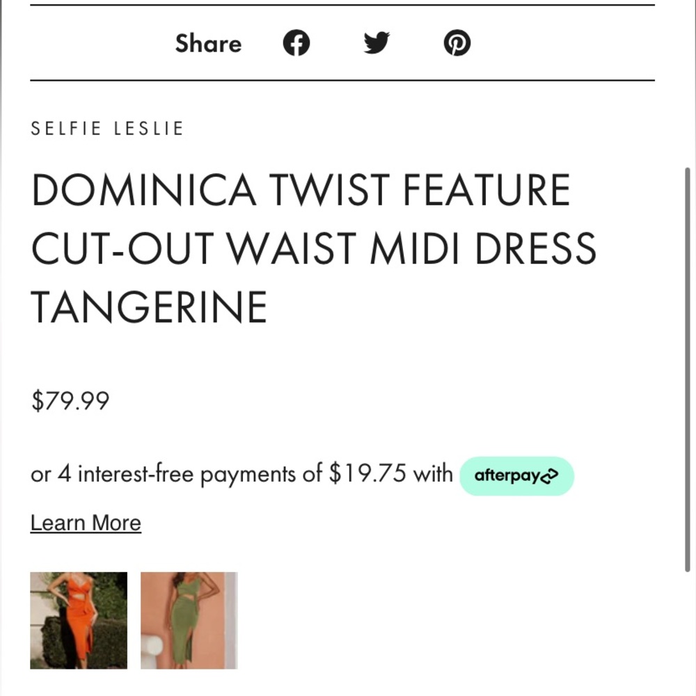 DOMINICA TWIST FEATURE CUT-OUT WAIST MIDI DRESS TANGERINE ๐ in size US M - Picture 6 of 9